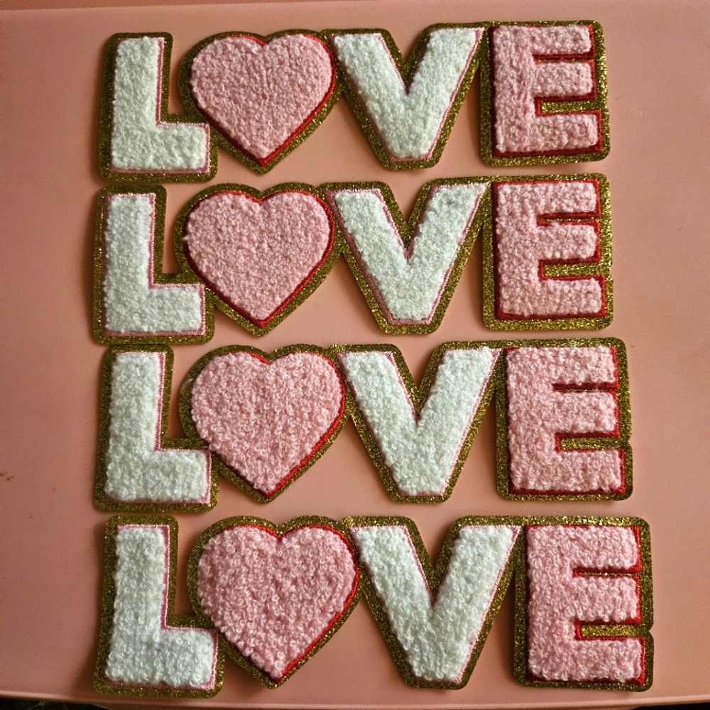 Valentine's LOVE Glitter Trim Iron Patch